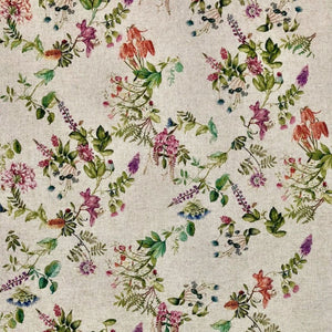 Botanical Flowers Linen-look Fabric