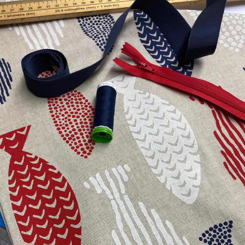 Fish Print Linen-look Fabric