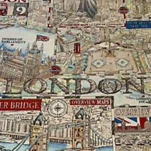 London Map Linen-look fabric