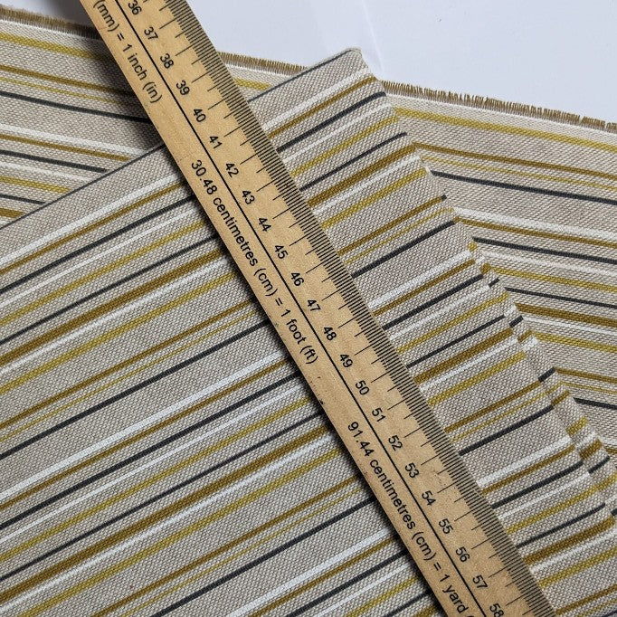  Linen Cotton Fabric Stripe Fabric by The Yards 110cm Cozy  Mustard Yellow Stripe